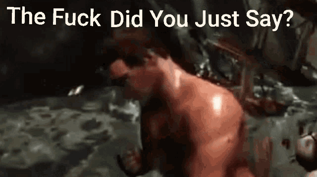 a man in a bathtub with the words the fuck did you just say