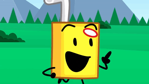 a cartoon illustration of a yellow box with a face and arms and legs .