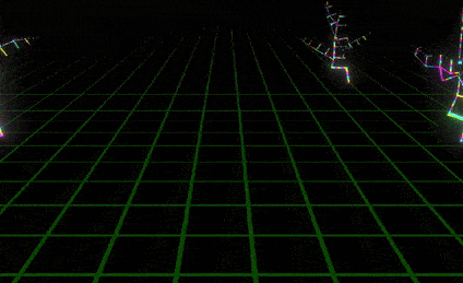 a green grid with a bunch of colorful pixel art