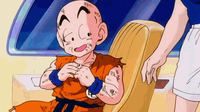 a cartoon character from dragon ball z is sitting in the back seat of a car