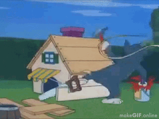 Tom And Jerry Preparing GIF - Tom And Jerry Preparing House Making GIFs