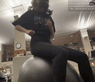 a woman is sitting on an exercise ball with the words $ 15 / 10 subs on the bottom right