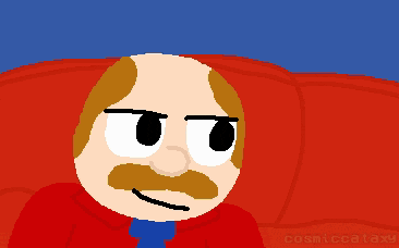 a pixel art drawing of a puppet with a cigarette in his mouth