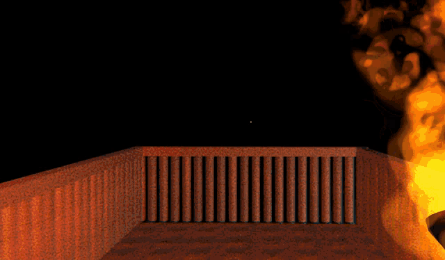 a computer generated image of a comb with a fire behind it