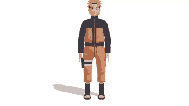 a 3d model of naruto with a black jacket and orange pants
