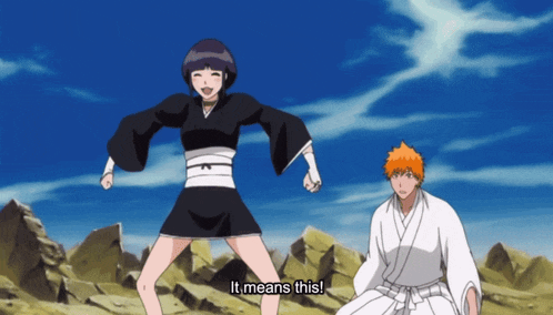 a man and a woman are standing next to each other and the man says it means this