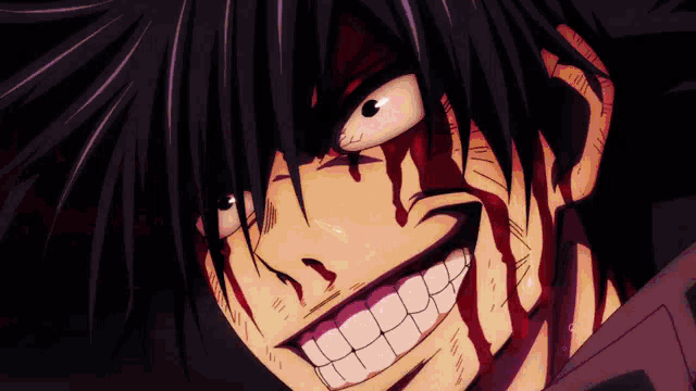 a close up of a person 's face with blood coming out of it