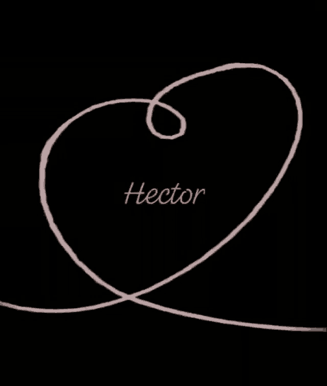 a black background with a pink swirl and the word hector