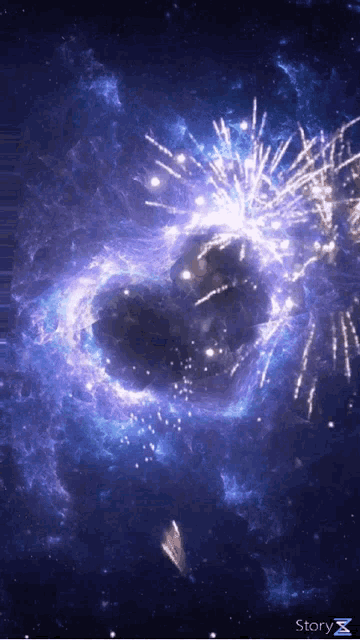 a picture of fireworks in a galaxy with the word story x on the bottom
