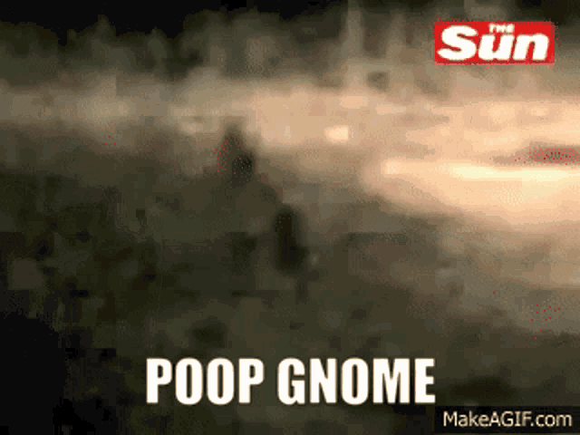 poop gnome is written in white on a dark background