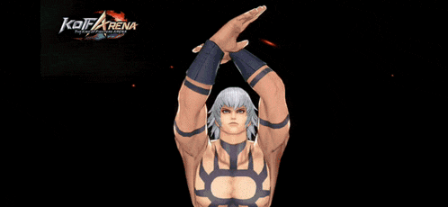 a video game called kof arena is being played on a screen