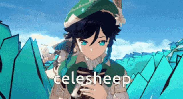 a cartoon character with celesheep written on the bottom of the image