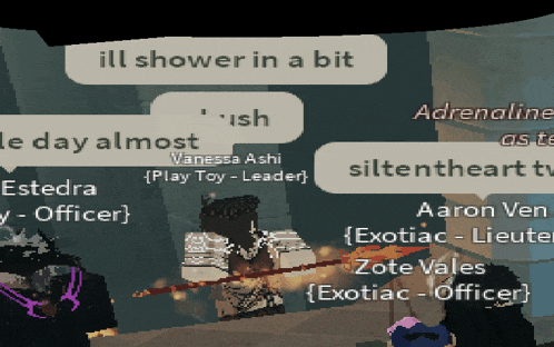 a screenshot of a video game with the words ill shower in a bit at the top