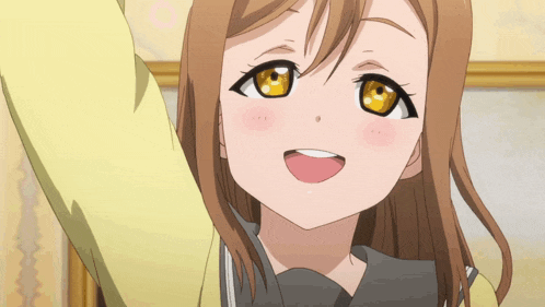 a close up of a cartoon character with brown hair and yellow eyes