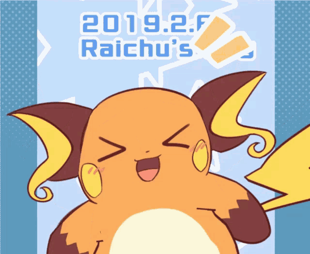 a drawing of raichu with the year 2019 written on it
