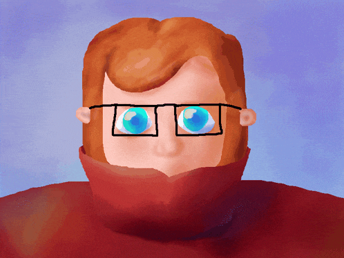 a cartoon drawing of a man wearing glasses