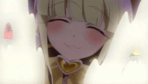 a cartoon girl with a heart around her neck is smiling