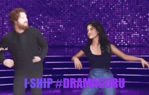 a man and a woman dancing on a stage with the words i ship # dramaguru