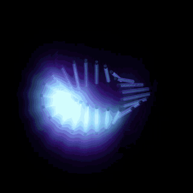 a bunch of glow in the dark tubes are lined up