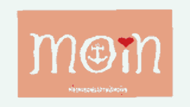 a blue sign that says moin with an anchor