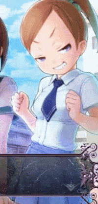 a girl with a ponytail is wearing a tie