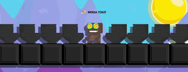 a video game called nigga toilet shows a cartoon character