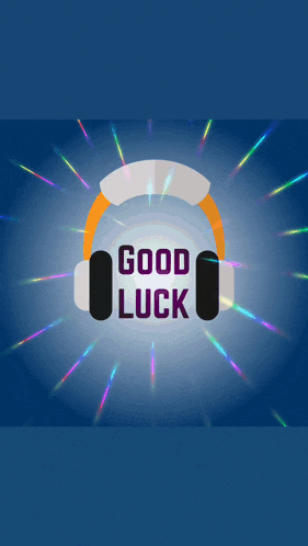 a pair of headphones with the words good luck on it