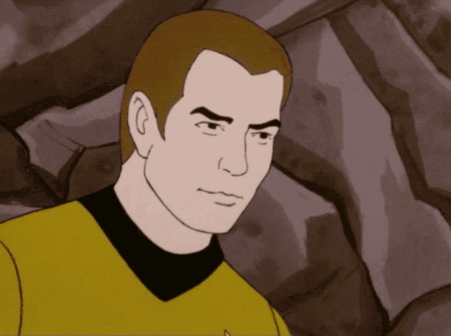 a cartoon of a man wearing a yellow shirt
