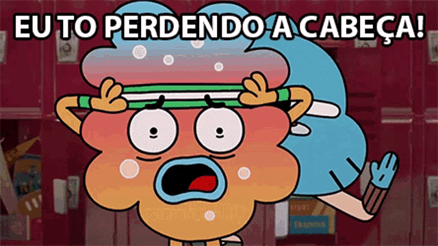 a cartoon character with the words eu to perdendo a cabeca written above him
