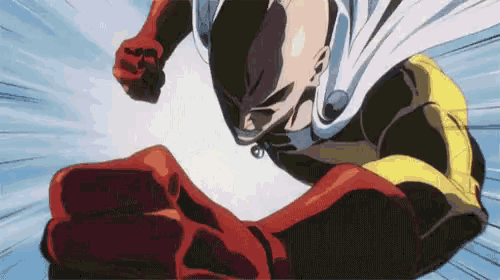 a man in a superhero costume is flying through the air .
