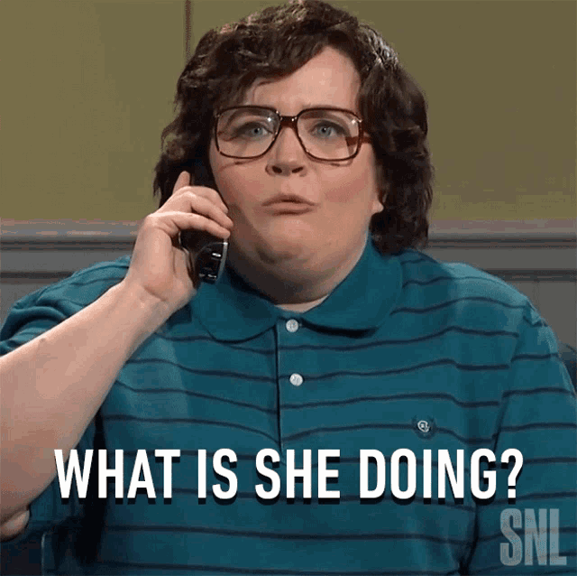 What Is She Doing Aidy Bryant GIF - What Is She Doing Aidy Bryant Saturday Night Live GIFs