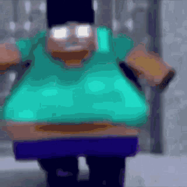 a blurry picture of a cartoon character with a hat on