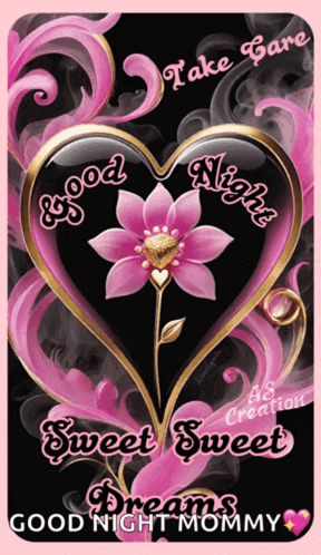 a good night mommy card with a heart shaped flower