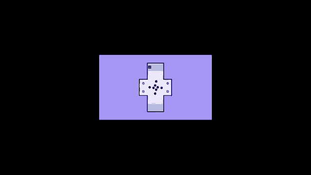 a video game is being played on a purple screen with a green circle in the middle .