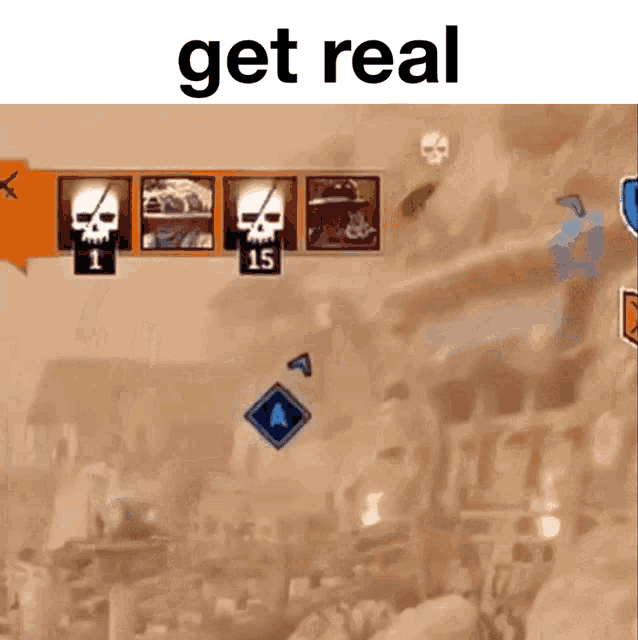 a screenshot of a video game with the words get real