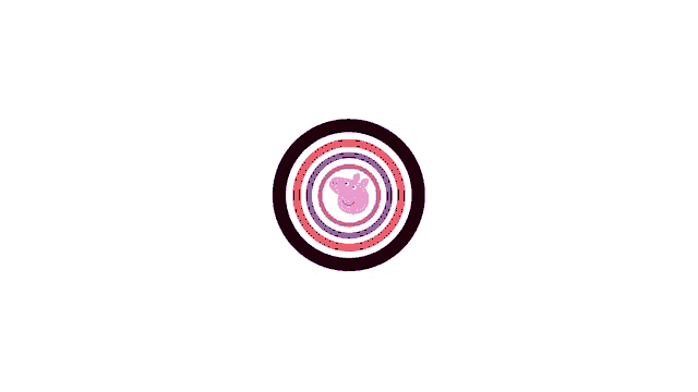 a picture of a pig in a circle with a unicorn in the middle