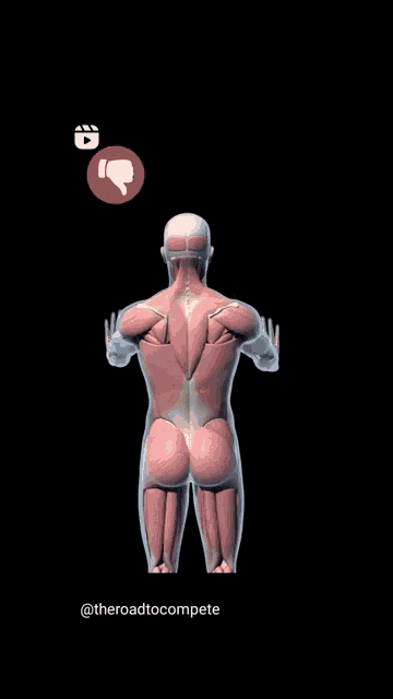 a screenshot of a man 's back with a thumbs up icon