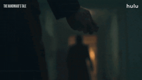 a person holding a knife with the handmaid 's tale written on the bottom