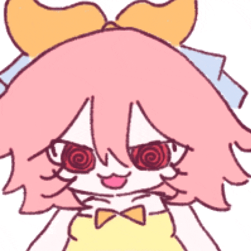 a close up of a cartoon character with a bow on her head