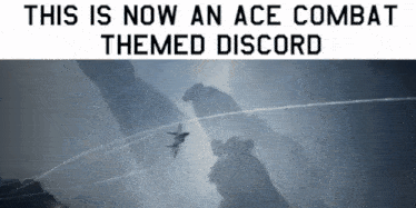 an ace combat themed discord with a plane flying over a mountain