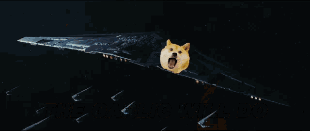 a pixel art of a doge with its mouth open