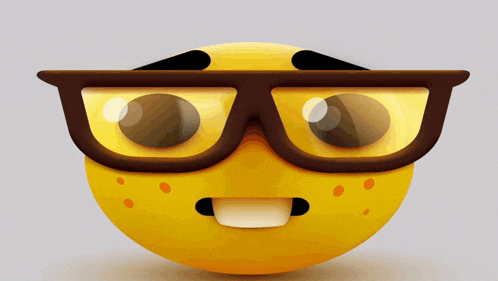 a cartoon smiley face wearing glasses and a smile
