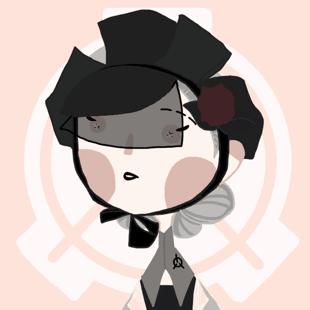 a cartoon drawing of a girl with a rose in her hair