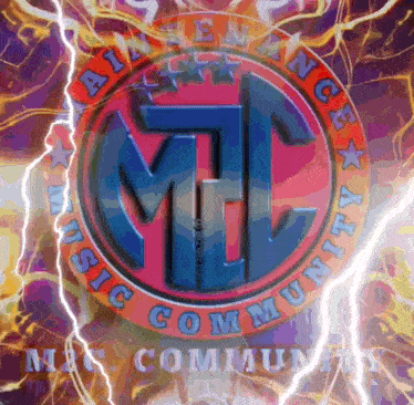 a logo for the alliance music community with lightning coming out of it