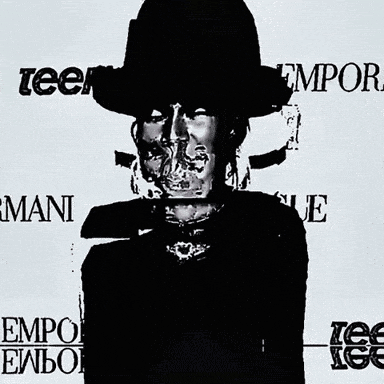 a black and white photo of a man wearing a hat with the word empowering written on it