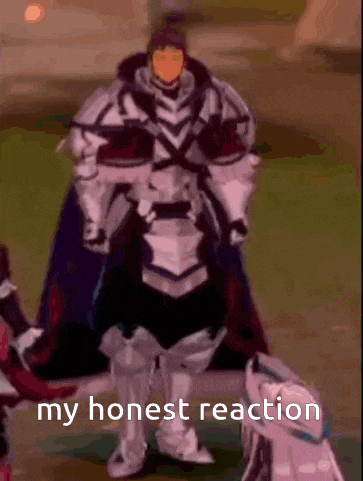 a man in armor with the words " my honest reaction " above him