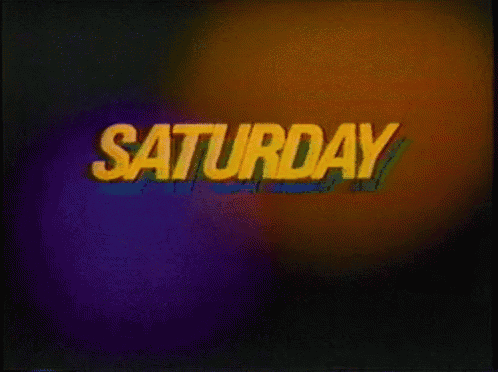 the word saturday that is on a television screen