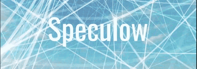 a blue background with white lines and the word speculaw