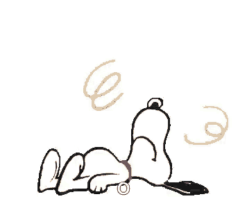 a cartoon of snoopy laying on the ground with a swirl around him .