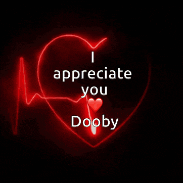 a red heart with the words i appreciate you dooby